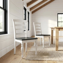 Dark Brown Ladderback Dining Chairs with Wood Seats, Farmhouse Style, Set of 2