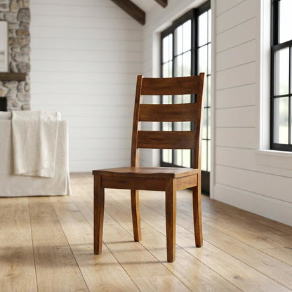 Rustic Ladderback Dining Chairs with Wood Seats, Set of 2