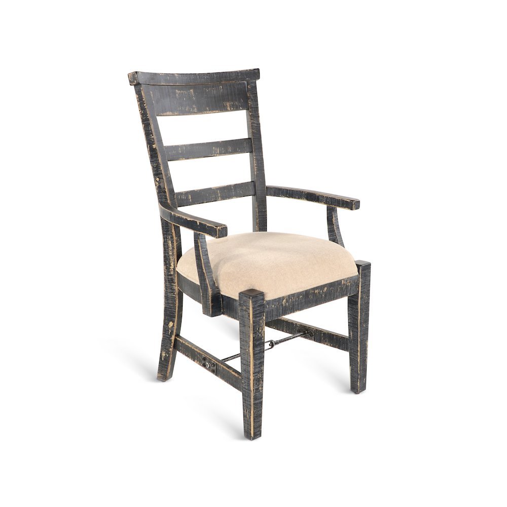 Black Solid Wood Dining Chair with Arms, Wooden Chair for Dining Room