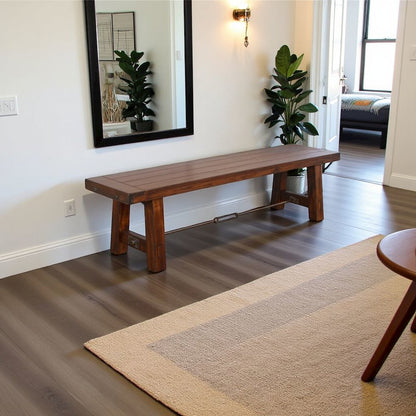 Beige Wood Bench, Solid Wooden Bench for Indoor Use, Small Entryway Bench