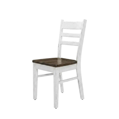 White Farmhouse Dining Chairs Set of 2 with Ladderback Design and Sturdy Frame