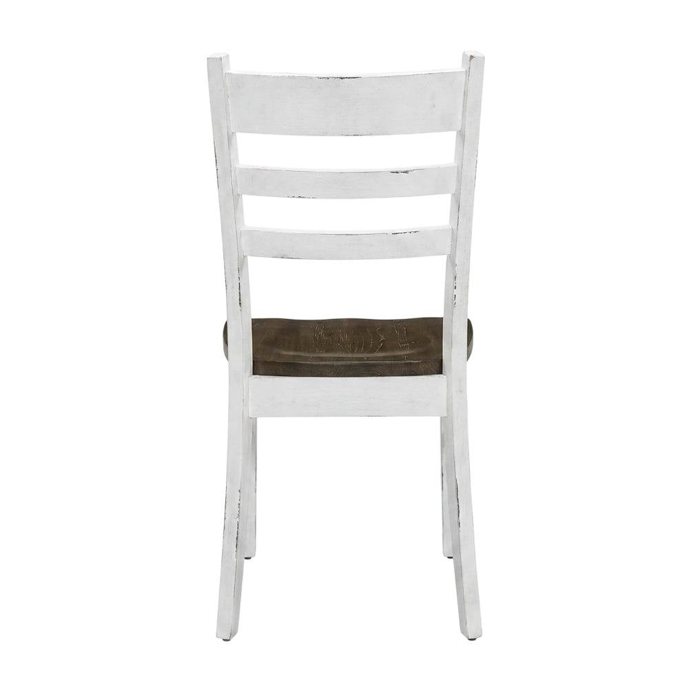 White Farmhouse Dining Chairs Set of 2 with Ladderback Design and Sturdy Frame