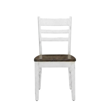 White Farmhouse Dining Chairs Set of 2 with Ladderback Design and Sturdy Frame