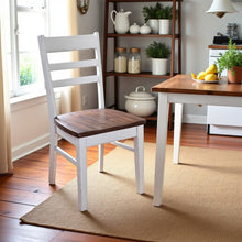 White Solid Wood Kitchen Chair, Ladderback Dining Chair with Wood Seat