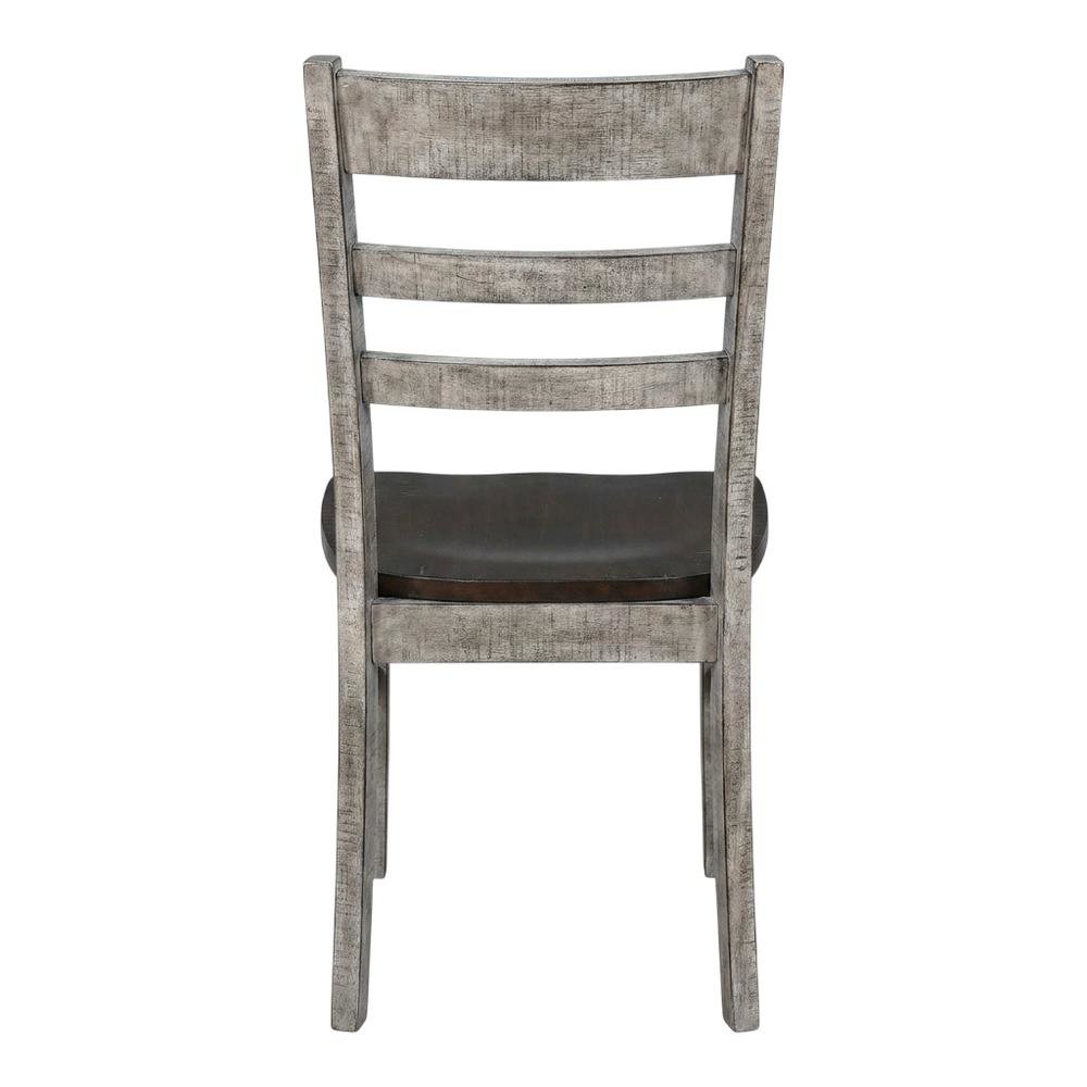 Dark Brown Ladderback Dining Chairs with Wooden Seats, Set of 2