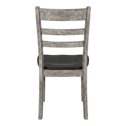 Dark Brown Ladderback Dining Chairs with Wooden Seats, Set of 2