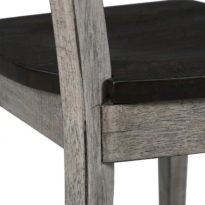 Dark Brown Ladderback Dining Chairs with Wooden Seats, Set of 2