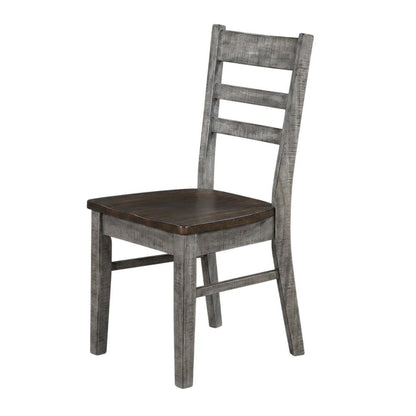Dark Brown Ladderback Dining Chairs with Wooden Seats, Set of 2