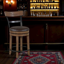 Beige Solid Wood Swivel Bar Stools, Comfortable Counter Height Stool