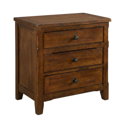 Dark Brown Night Stand with Traditional Style and Mindi Wood Design