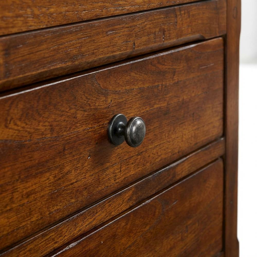 Dark Brown Night Stand with Traditional Style and Mindi Wood Design