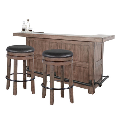 80" Traditional Wood Home Bar with Stools