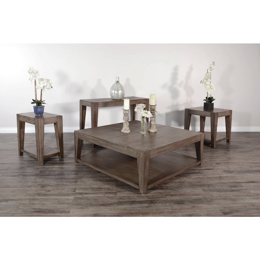 Doe Valley Mahogany Wood Coffee Table with Casters in Light Brown