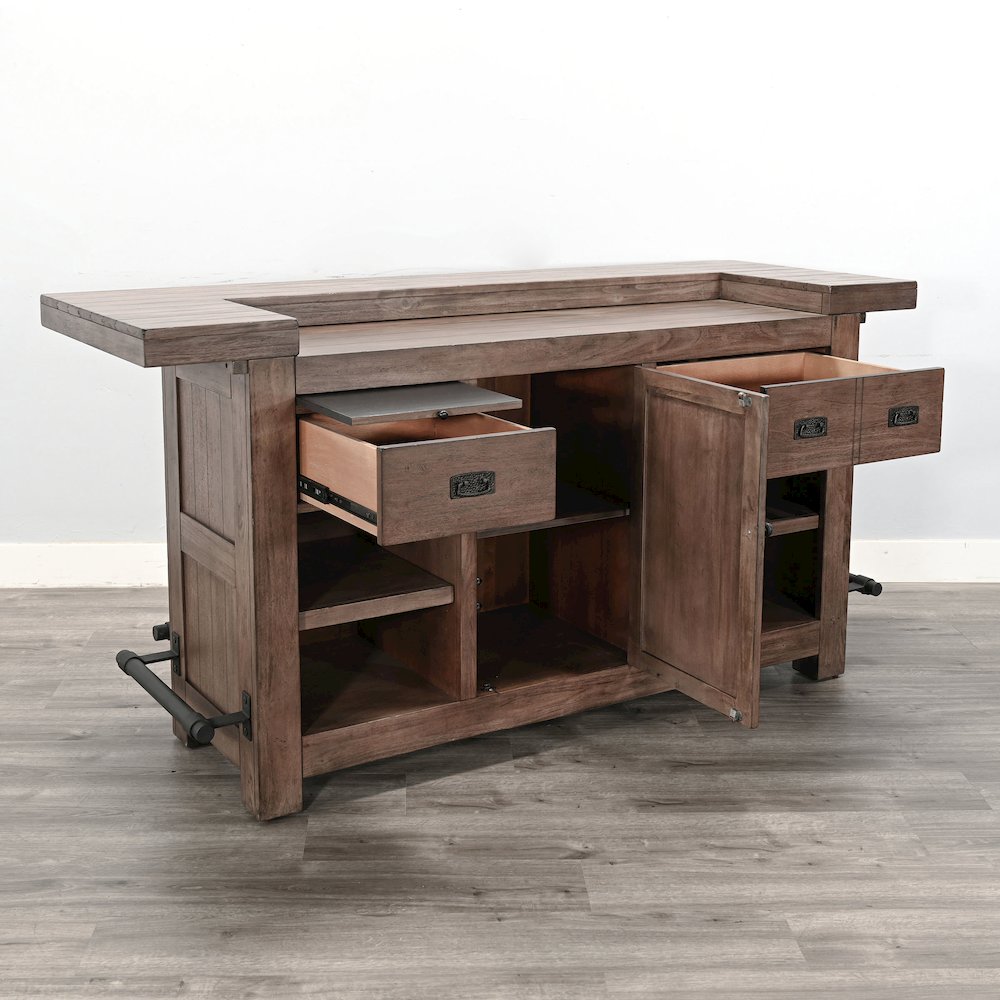 80" Traditional Wood Home Bar with Stools