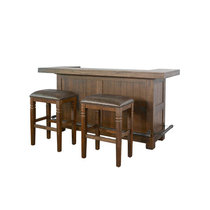 80" Traditional Wood Home Bar with Stools