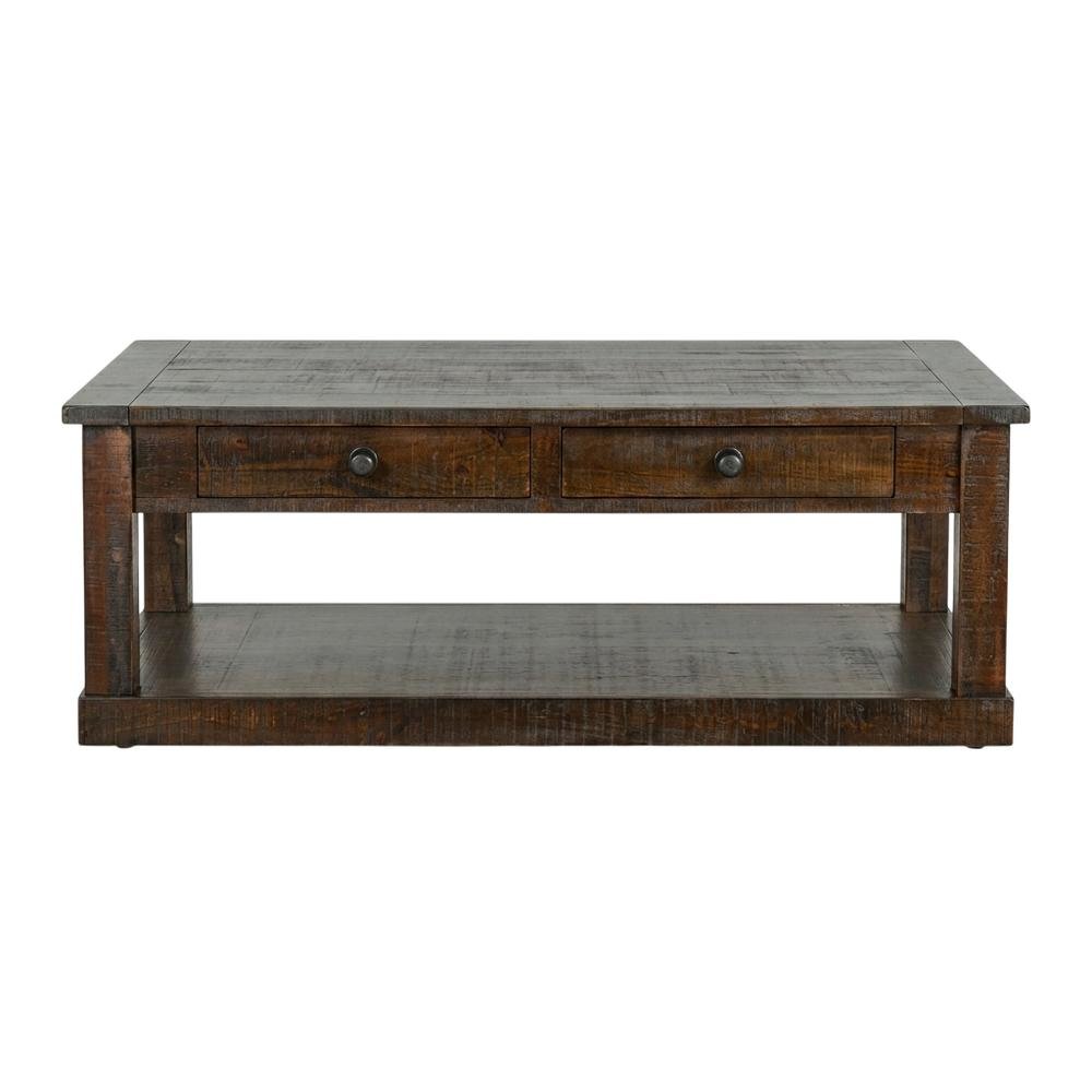 Dark Brown Coffee Table with Casters for Easy Mobility and Traditional Style