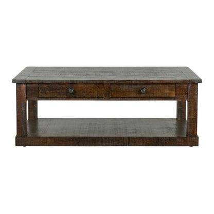 Dark Brown Coffee Table with Casters for Easy Mobility and Traditional Style