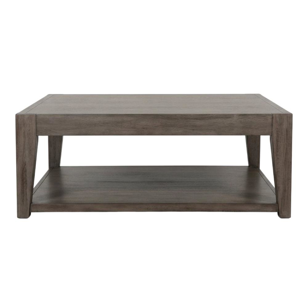 Light Brown Mahogany Wood Coffee Table with Casters for Living Room