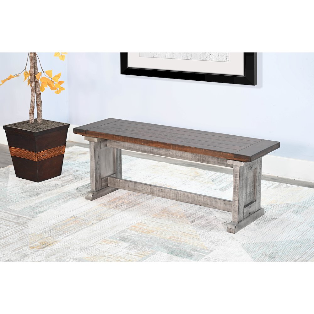 Wood Side Bench, Tobacco Leaf/Alpine Grey