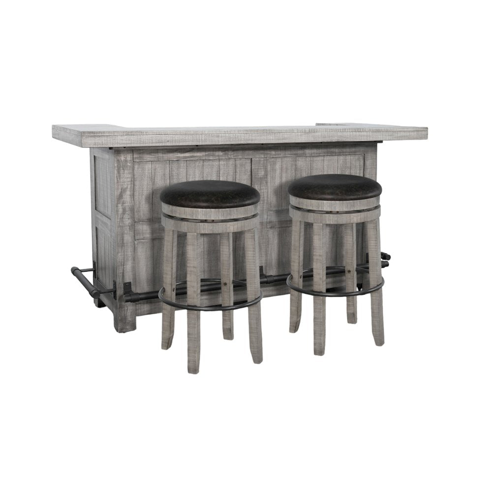 80" Traditional Wood Home Bar with Stools