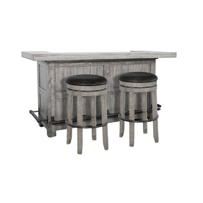 80" Traditional Wood Home Bar with Stools