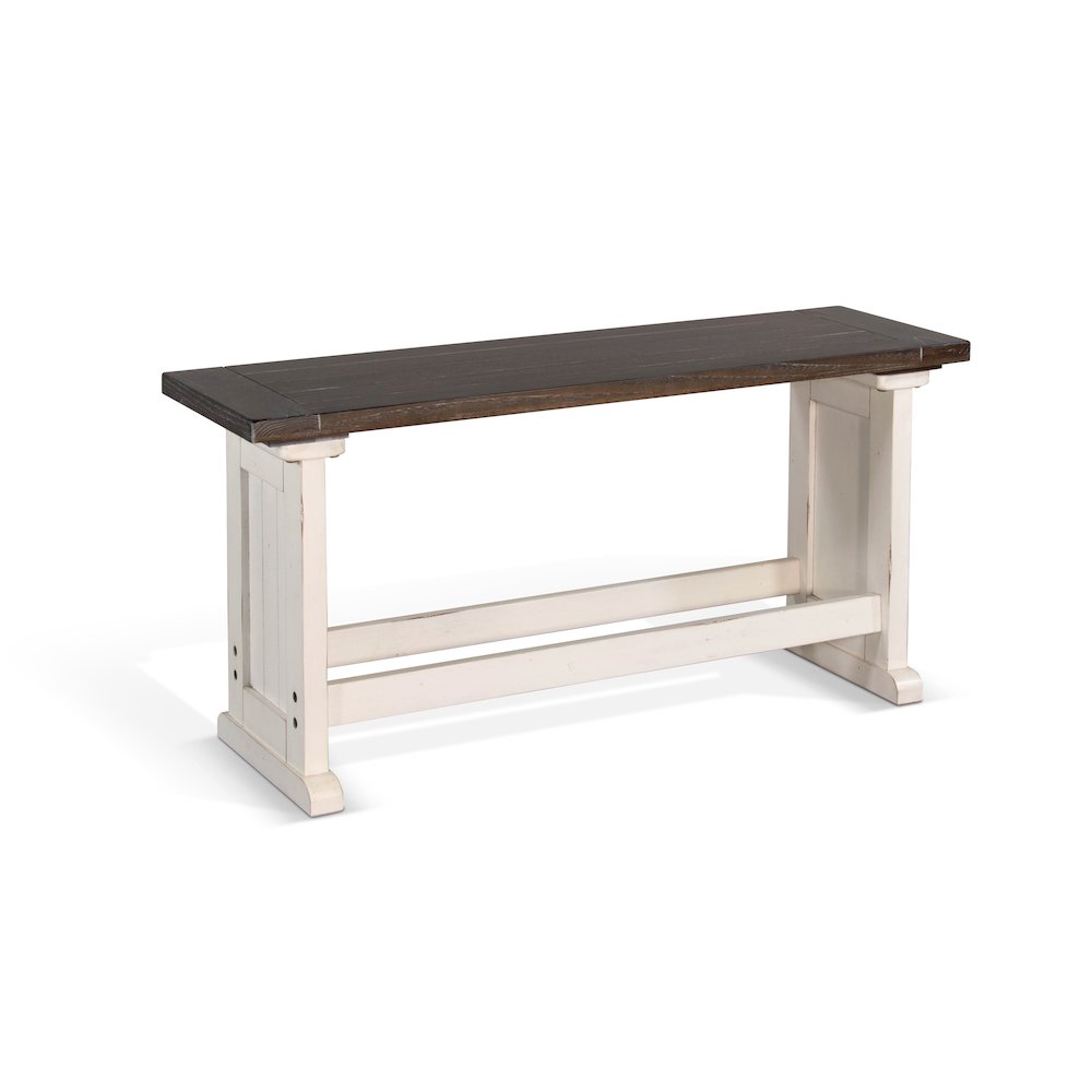 Counter Wood Side Bench, Cottage White/Europen Dark