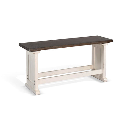 Counter Wood Side Bench, Cottage White/Europen Dark