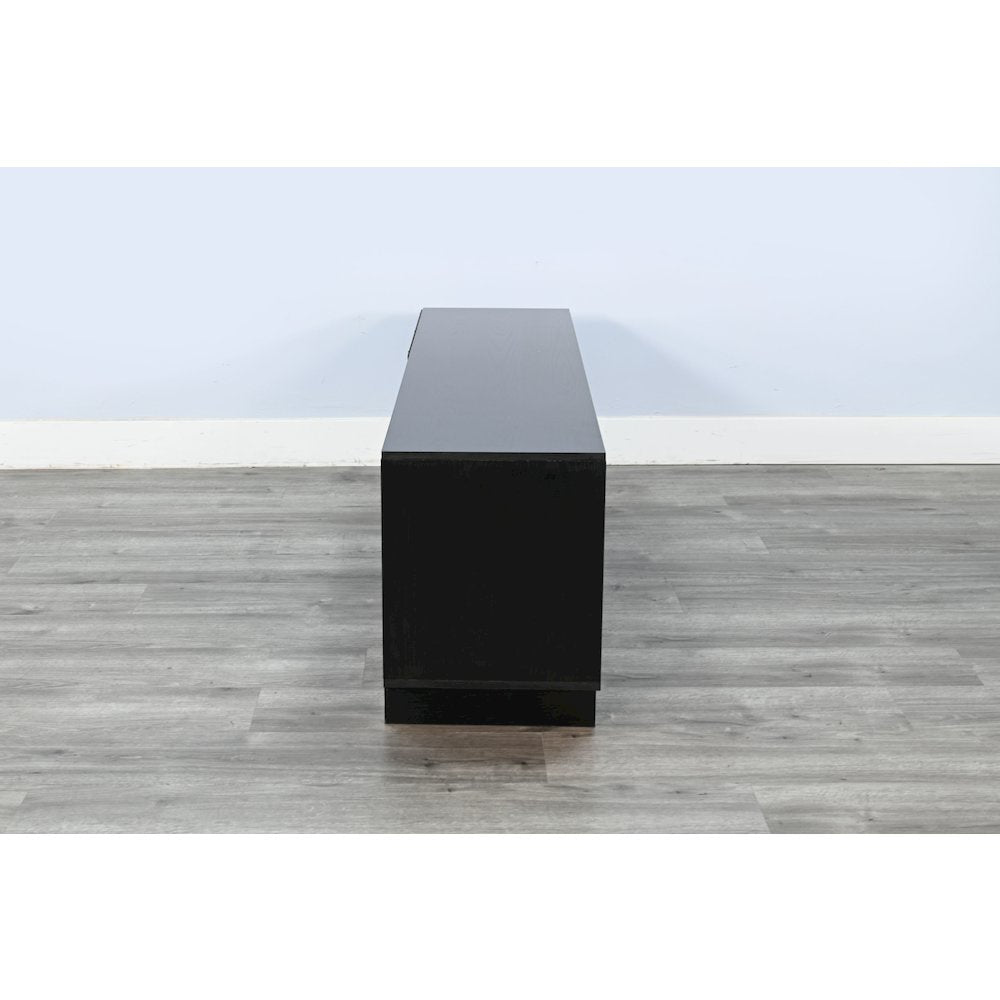56" Media Console with Electric Fireplace, Black Oak Melamine