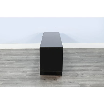 56" Media Console with Electric Fireplace, Black Oak Melamine