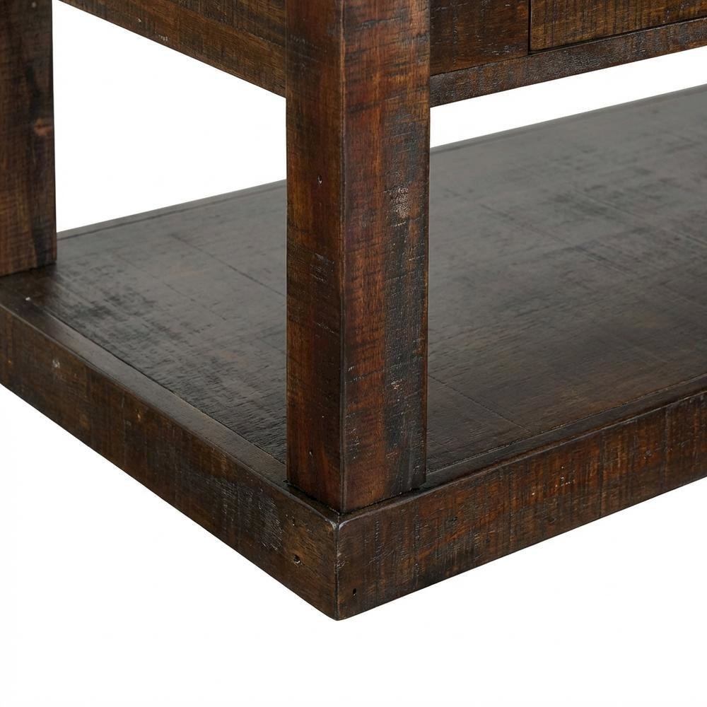 Dark Brown Coffee Table with Casters for Easy Mobility and Traditional Style