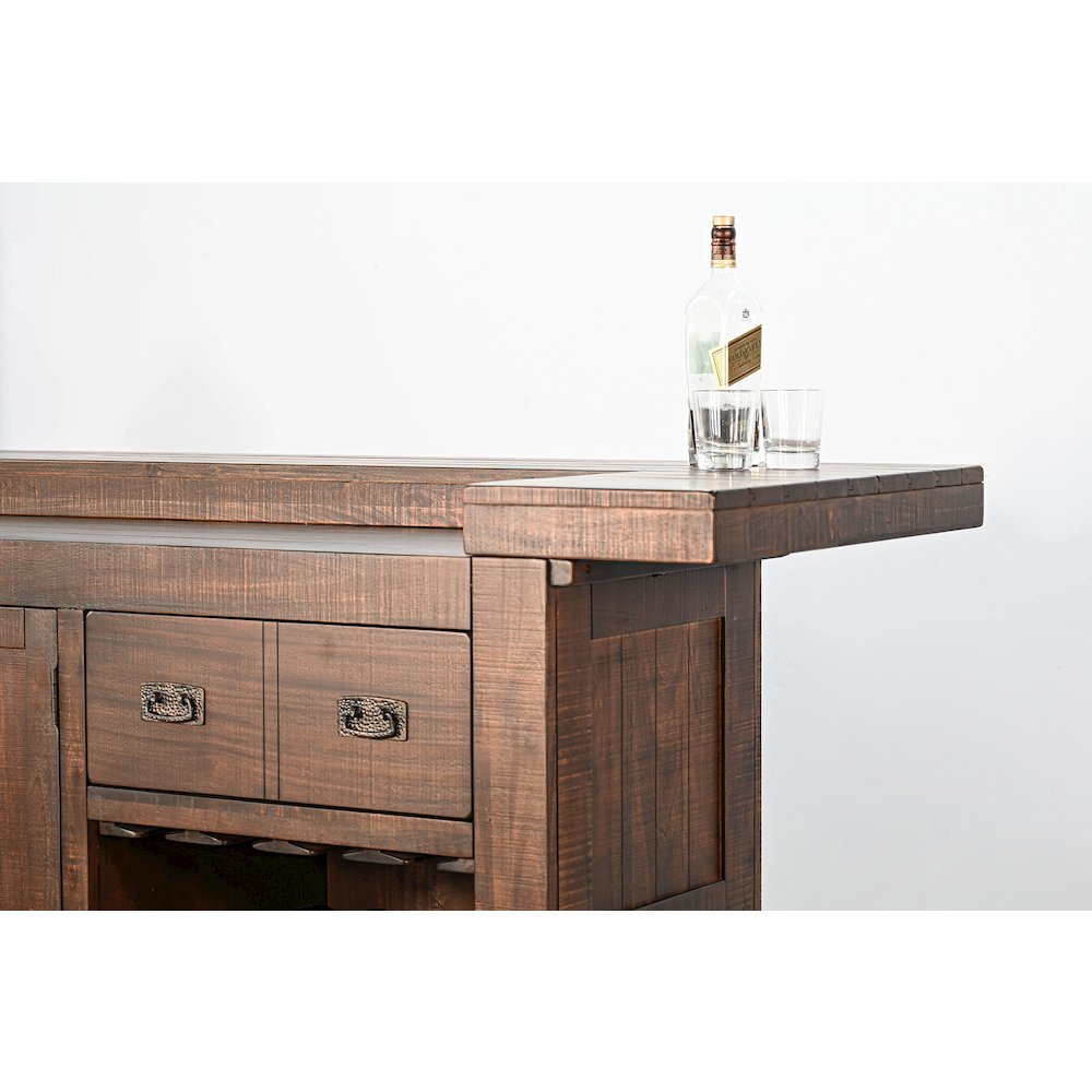 80" Traditional Wood Home Bar with Stools