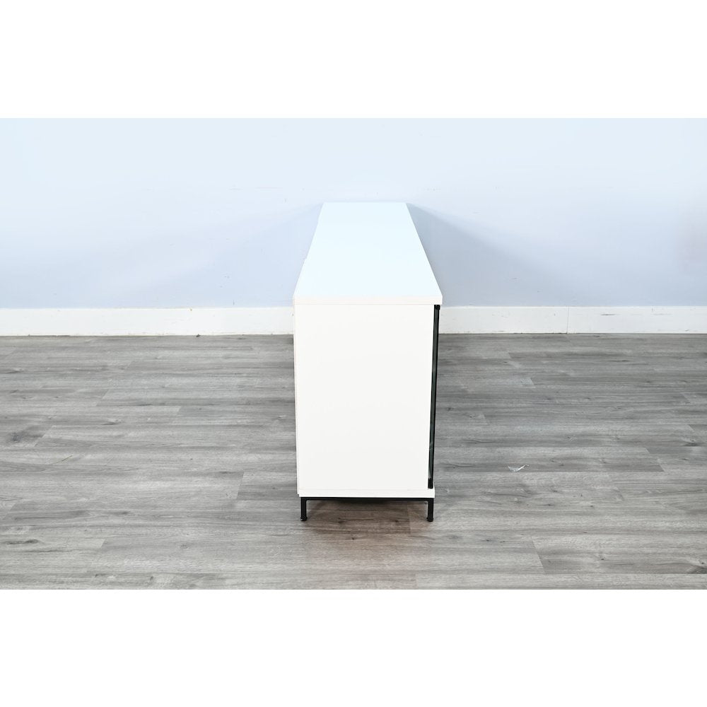 70" Media Console with Electric Fireplace, White Oak Melamine