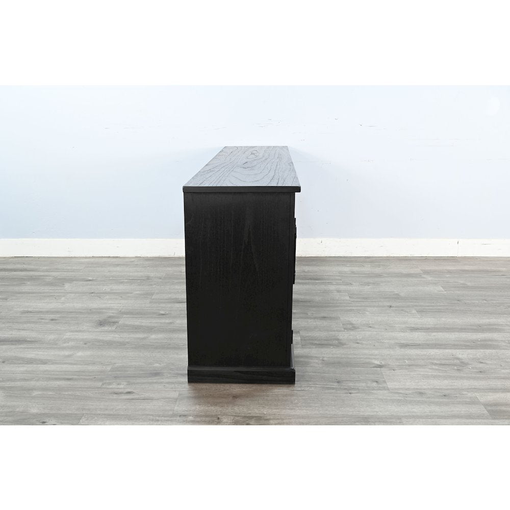 Elena Modern Black Wood Display Cabinet with Arched Glass Doors