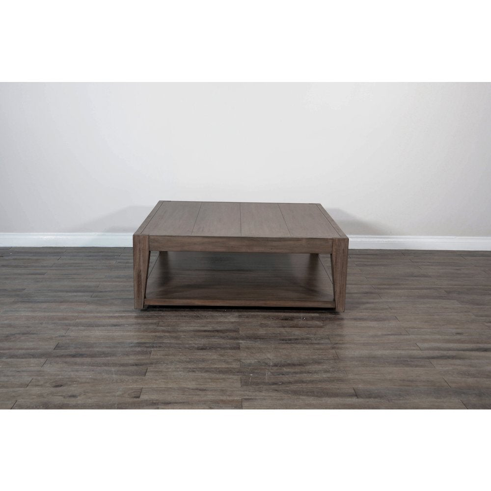 Doe Valley Mahogany Wood Coffee Table with Casters in Light Brown