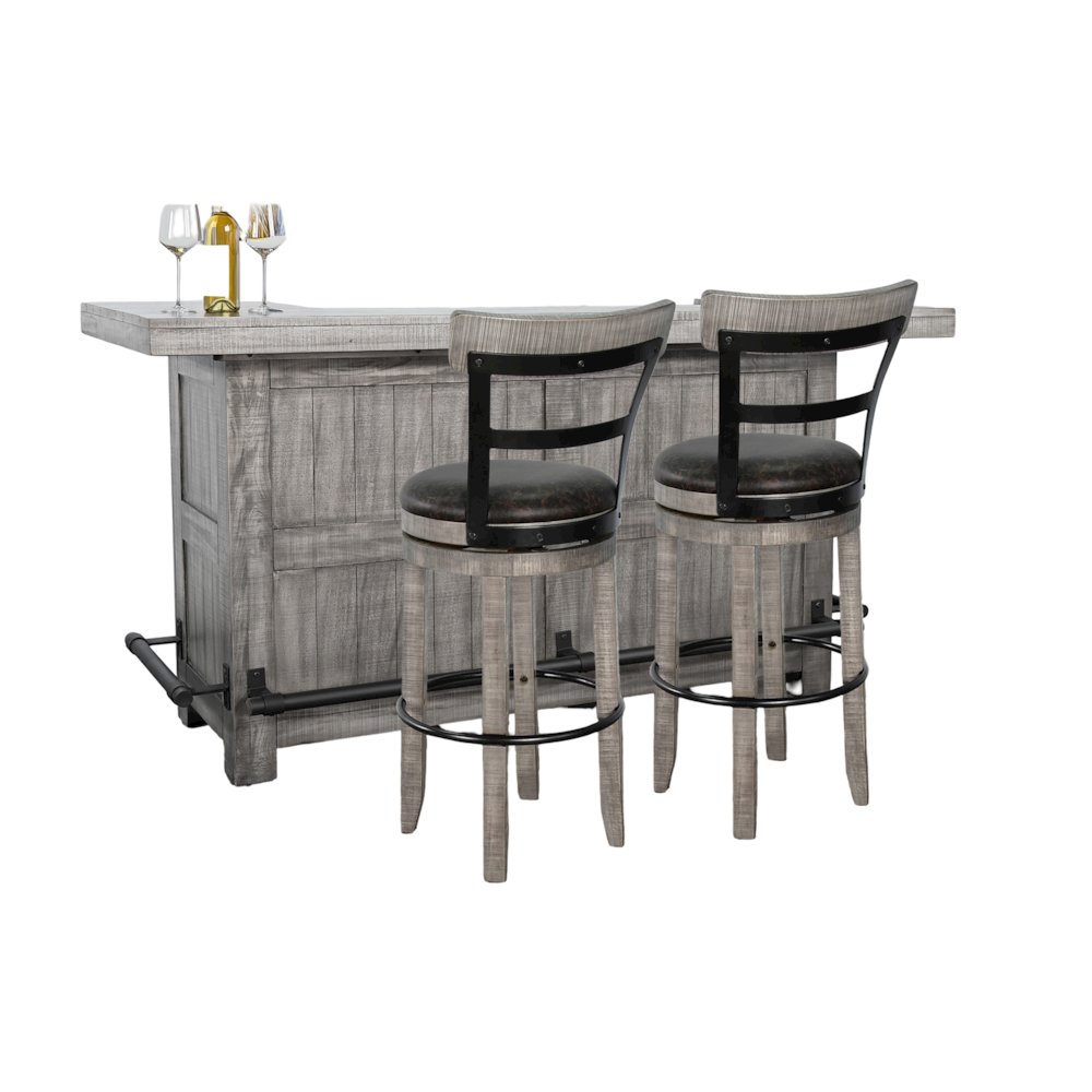 80" Traditional Wood Home Bar with Stools