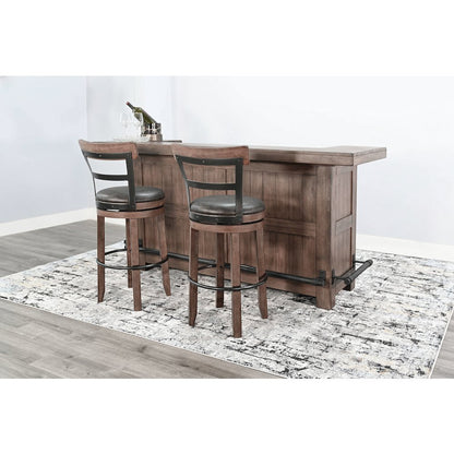80" Traditional Wood Home Bar with Stools