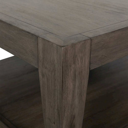 Light Brown Mahogany Wood Coffee Table with Casters for Living Room