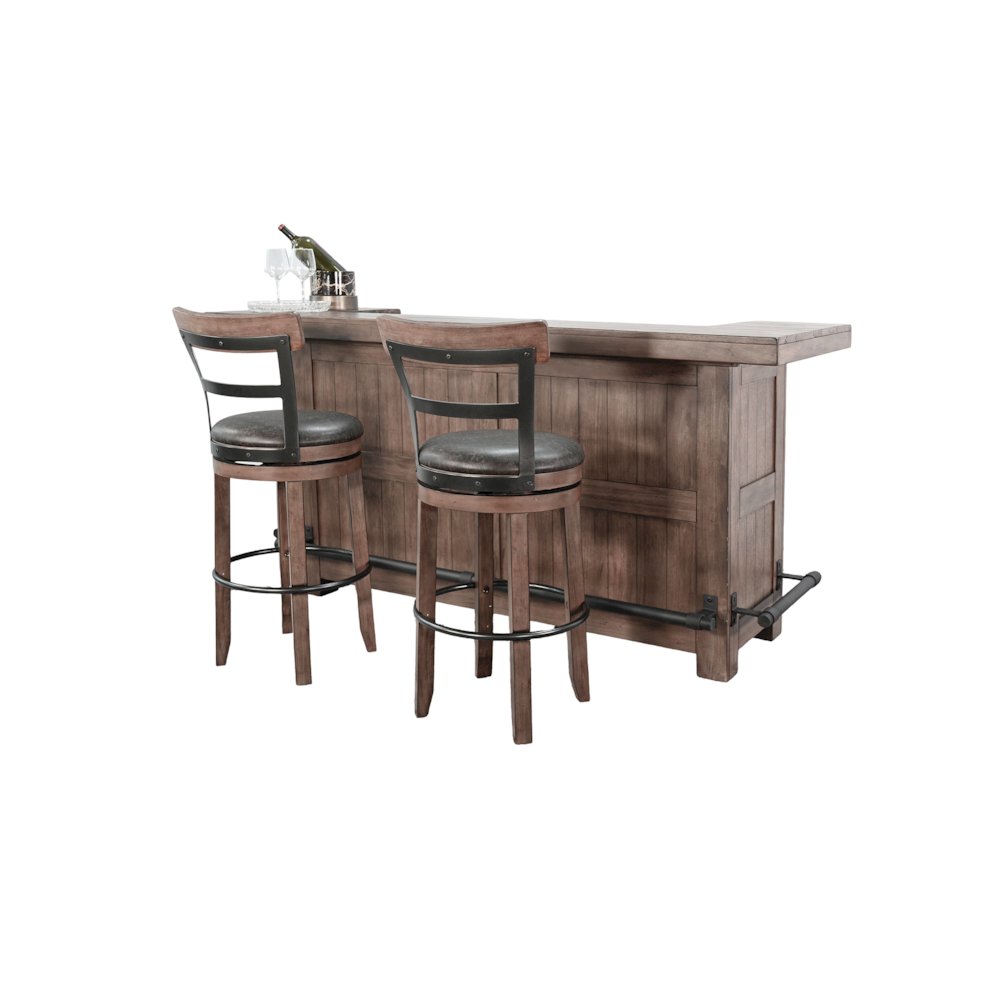 80" Traditional Wood Home Bar with Stools