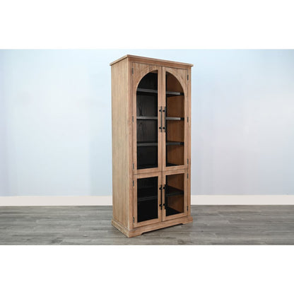 Elena Tall Wood Cabinet with Arched Glass Doors