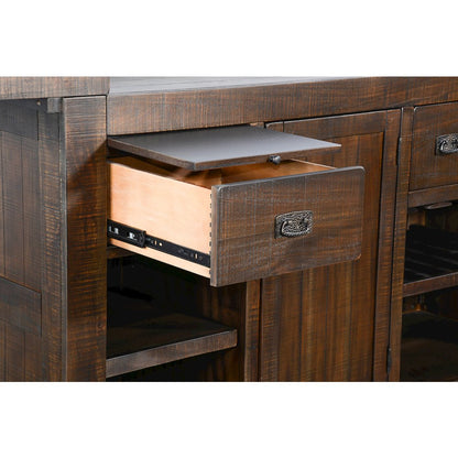 80" Traditional Wood Home Bar with Stools