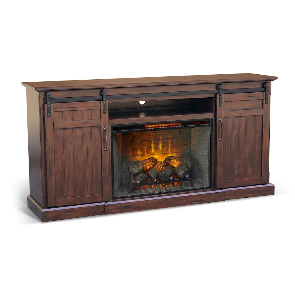 78" Barn Door Media Console with Electric Fireplace