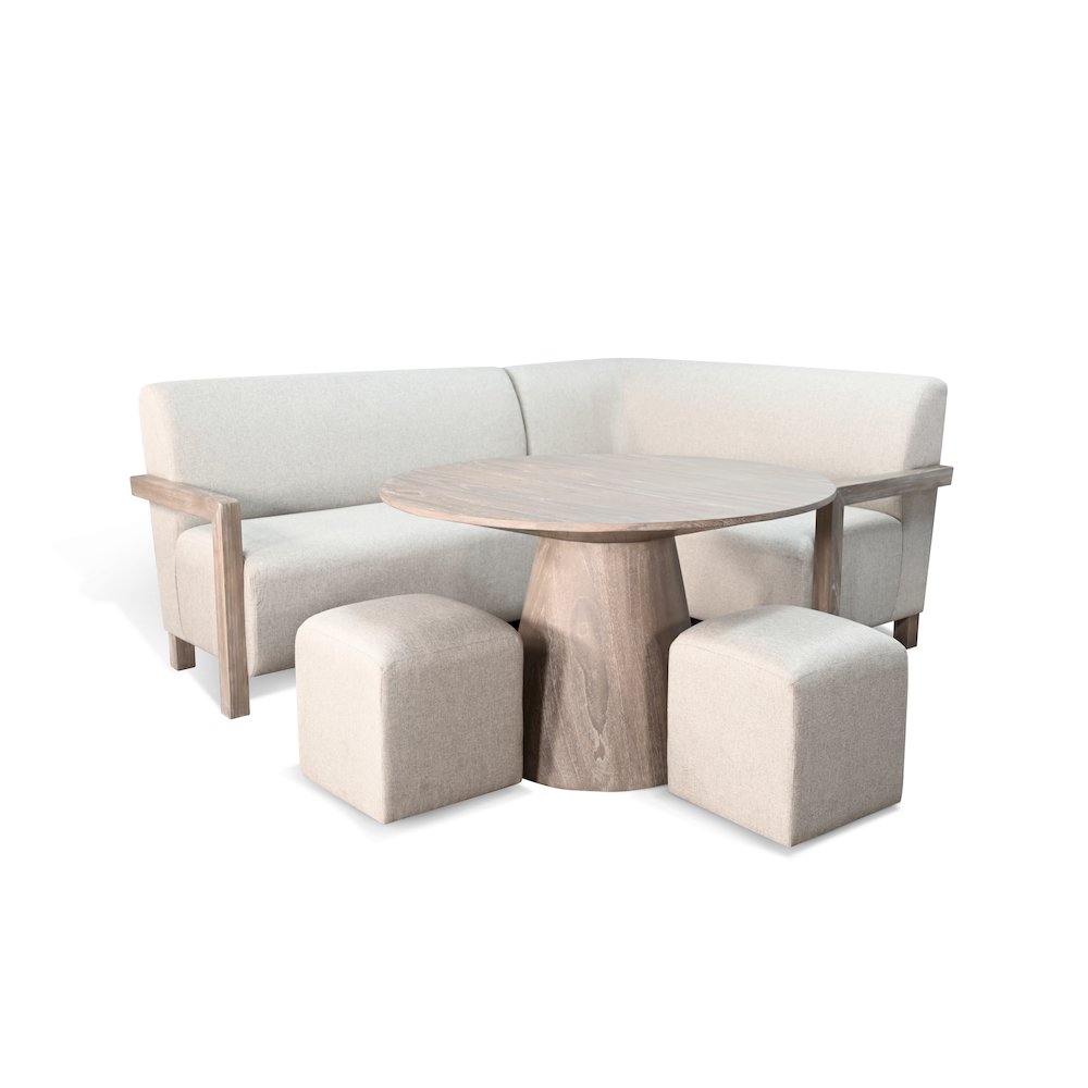 4-Piece Upholstered Breakfast Nook Set with Round Pedestal Table