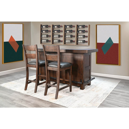 80" Traditional Wood Home Bar with Stools