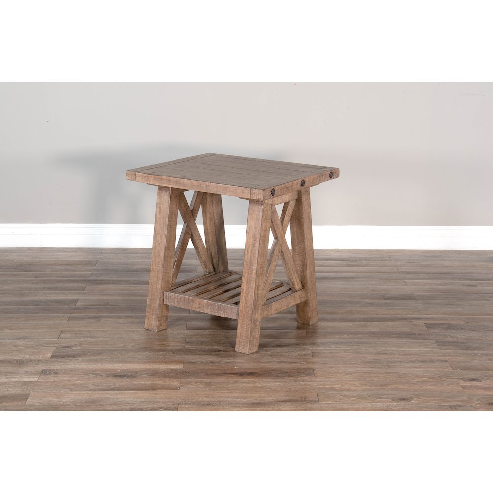 Vivian 24" Farmhouse Mahogany Wood End Table in Light Brown
