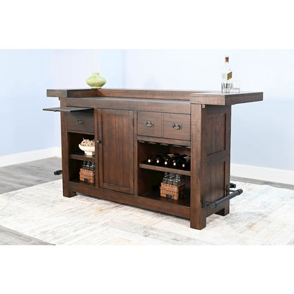 80" Traditional Wood Home Bar with Stools