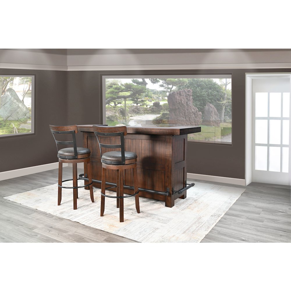 80" Traditional Wood Home Bar with Stools