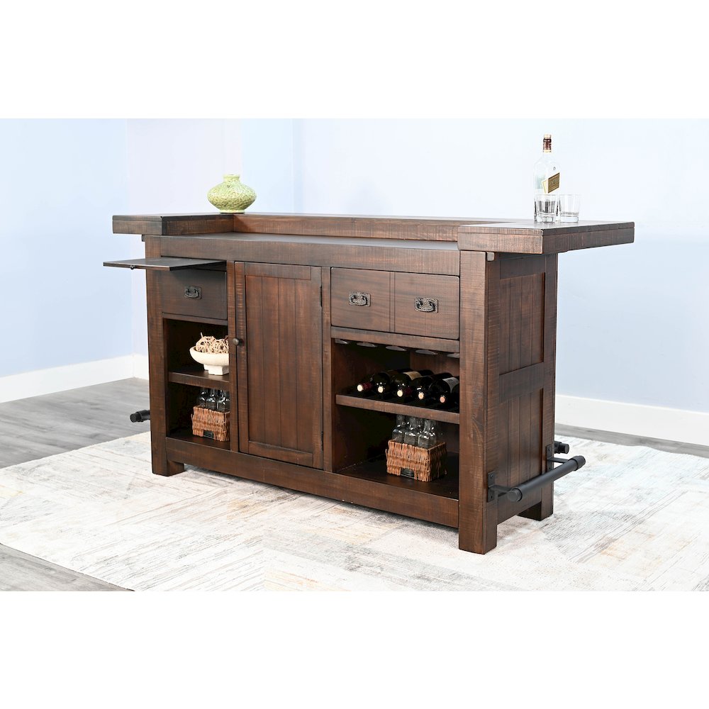80" Traditional Wood Home Bar with Stools