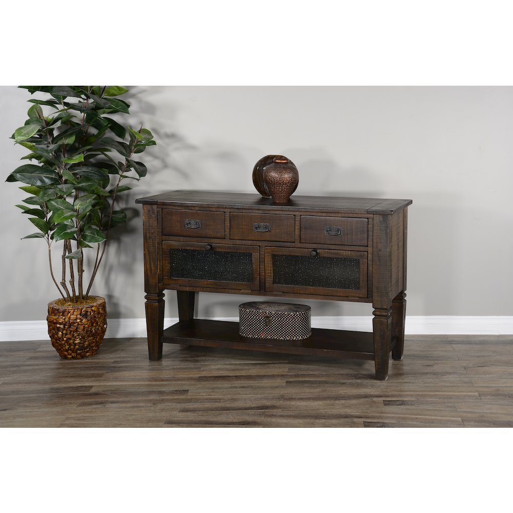 Homestead 54" Transitional Mahogany Wood Server in Tobacco Leaf