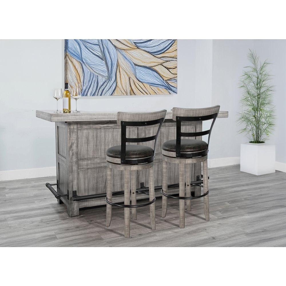 80" Traditional Wood Home Bar with Stools
