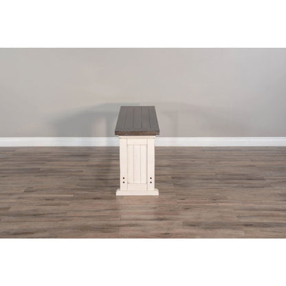 Counter Wood Side Bench, Cottage White/Europen Dark